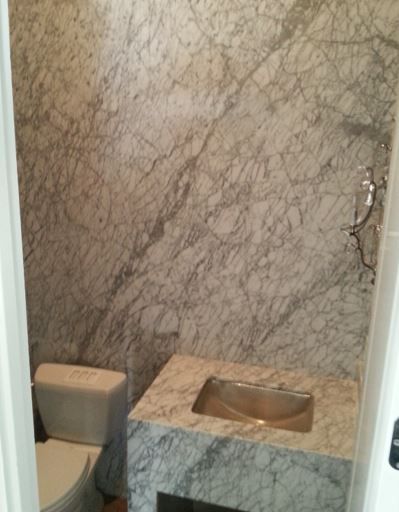 Marble wall vanity top wrap