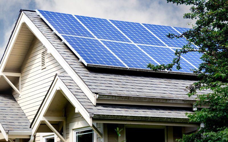 Residential solar panels on roof