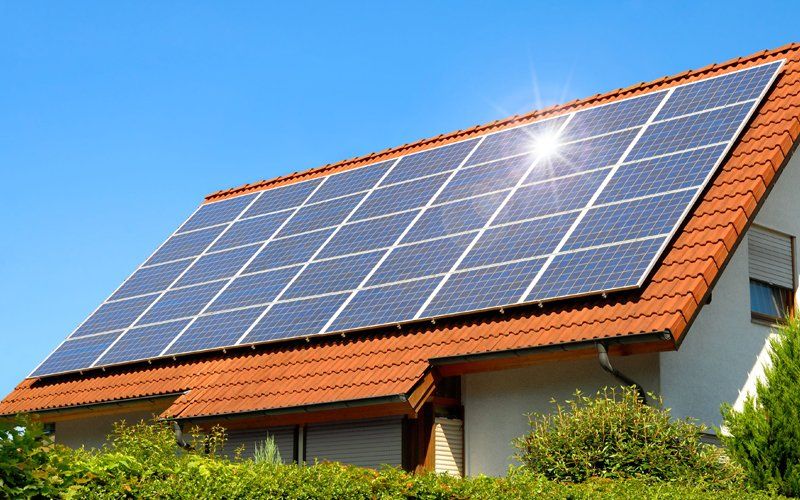 Residential solar panels on roof