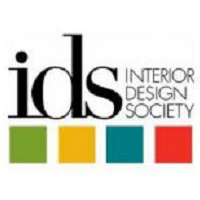 The logo for the interior design society is a colorful logo with squares.