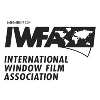 The logo for the international window film association is black and white.