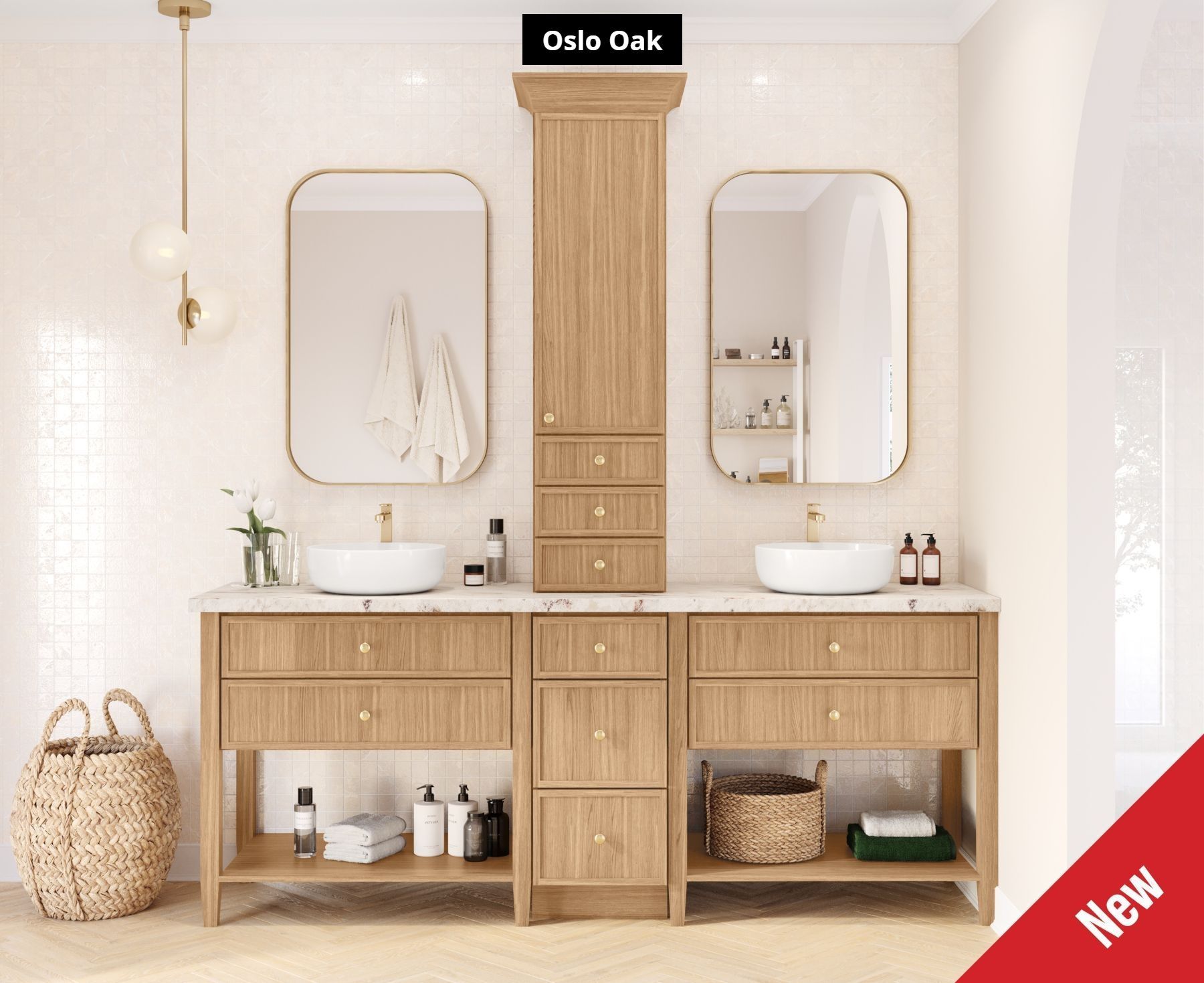 A bathroom with two sinks and two mirrors.