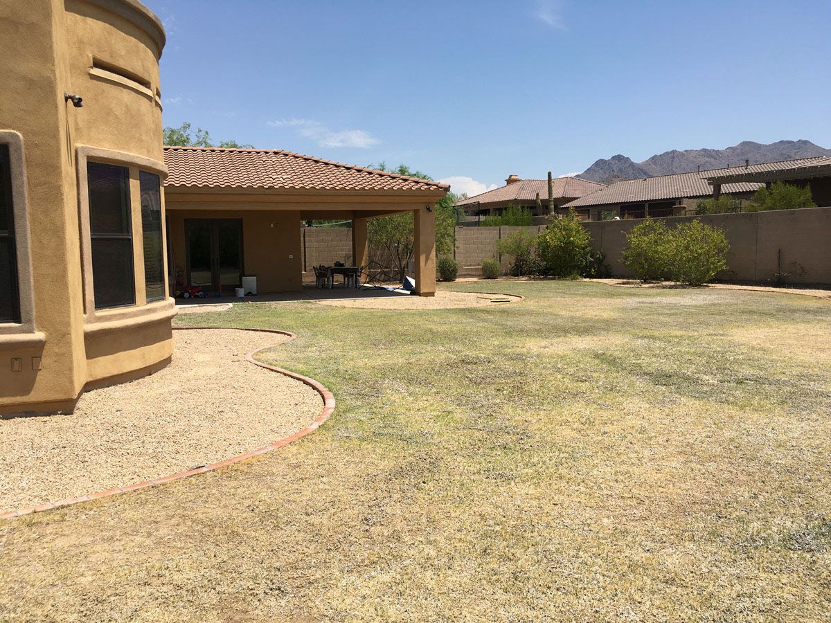 A house with a large lawn in front of it