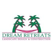 A logo for dream retreats landscape design and construction