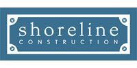 Logo for Shoreline Construction, light text on a blue background.