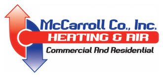 The logo for mccarroll co. inc. heating and air commercial and residential