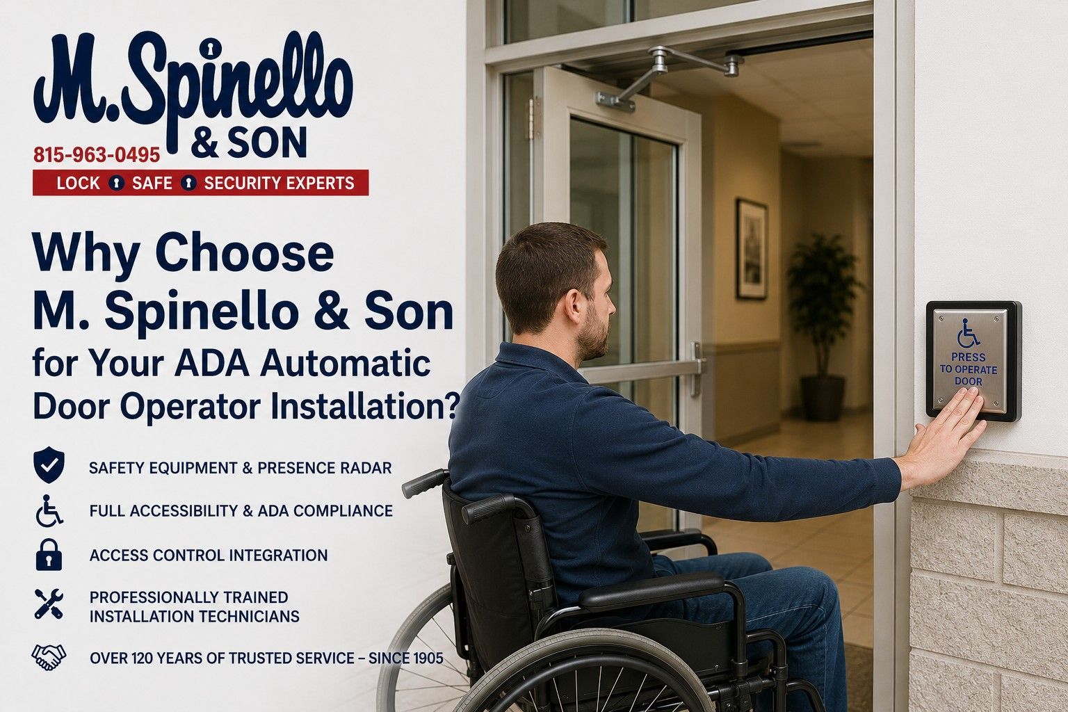 M Spinello & Sonis the leader in ADA automatic door operators and replacement in Rockford IL