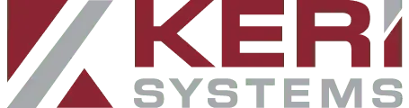 Logo for Keri Systems, with a dark red 