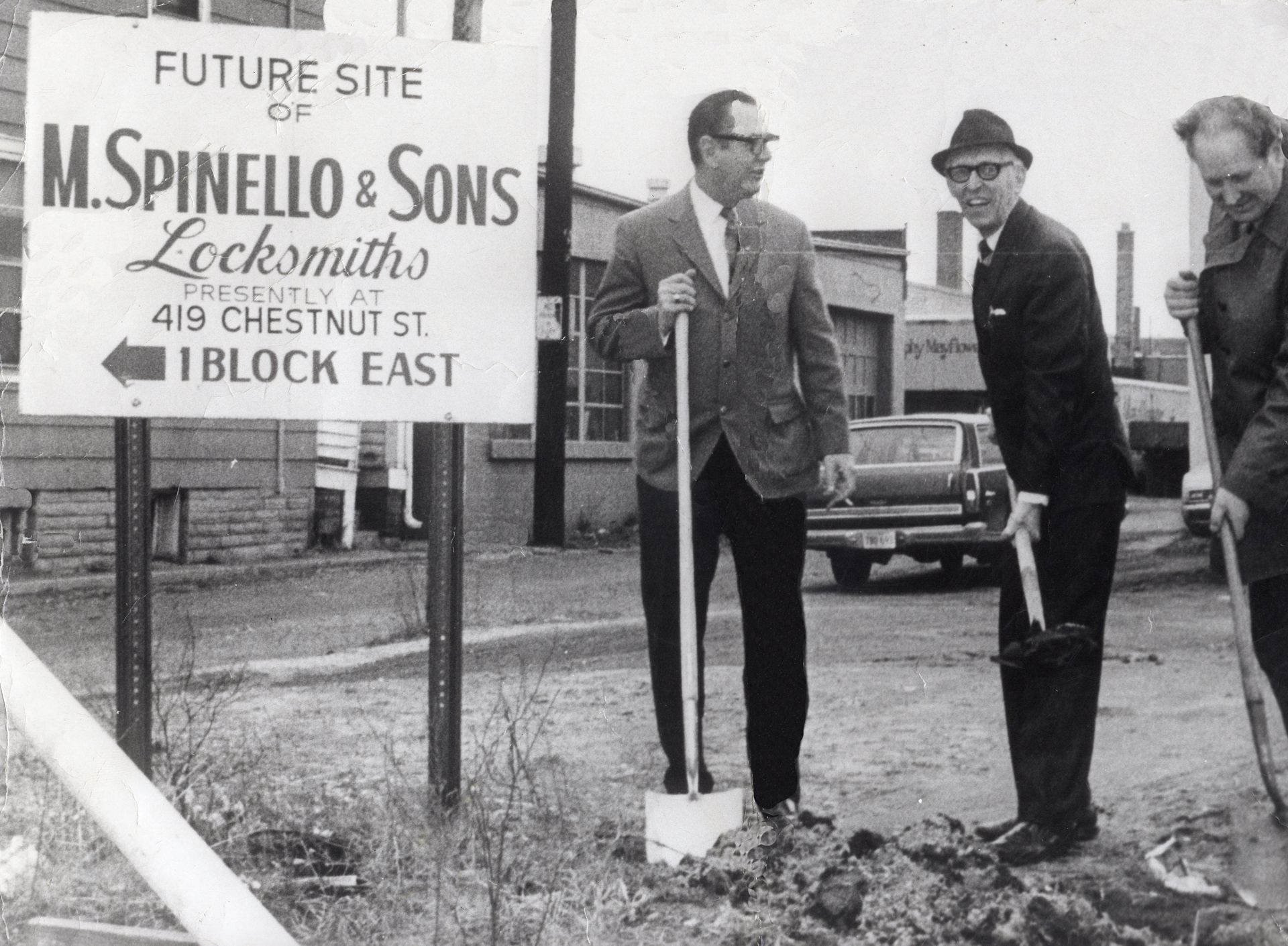 Men with shovels at a 