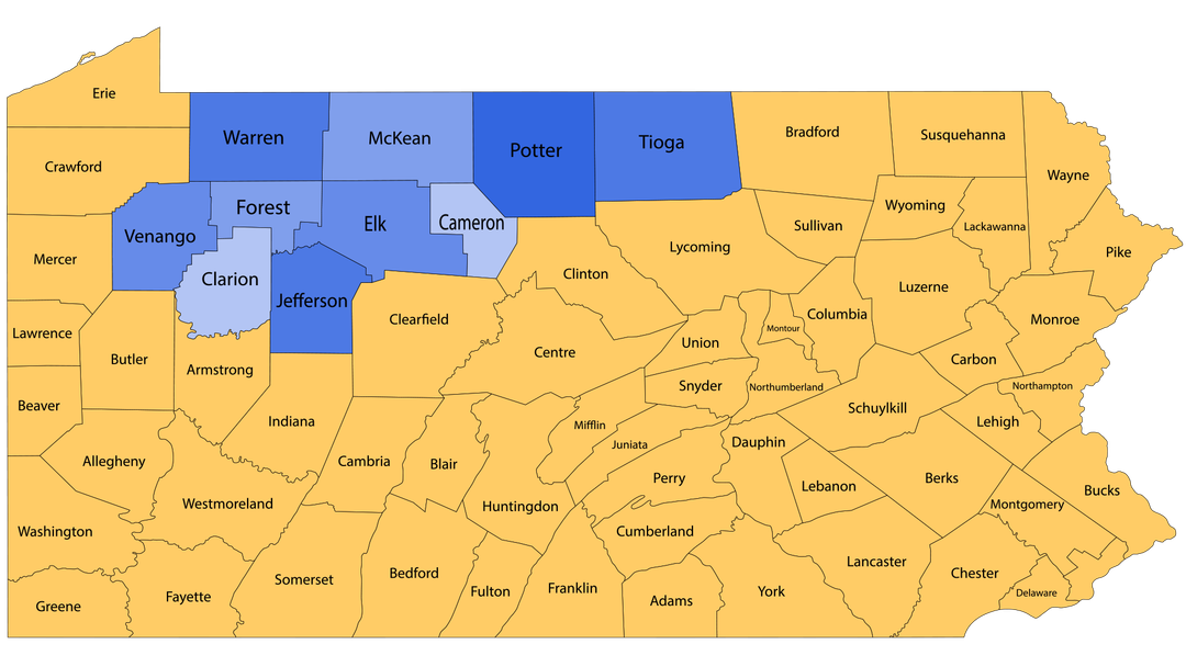 pennsylvania counties map