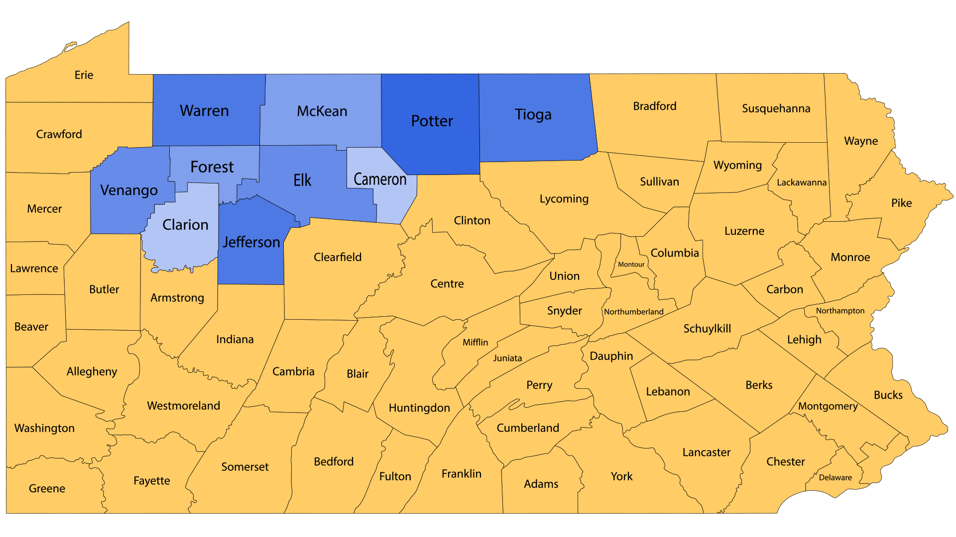 pennsylvania counties map