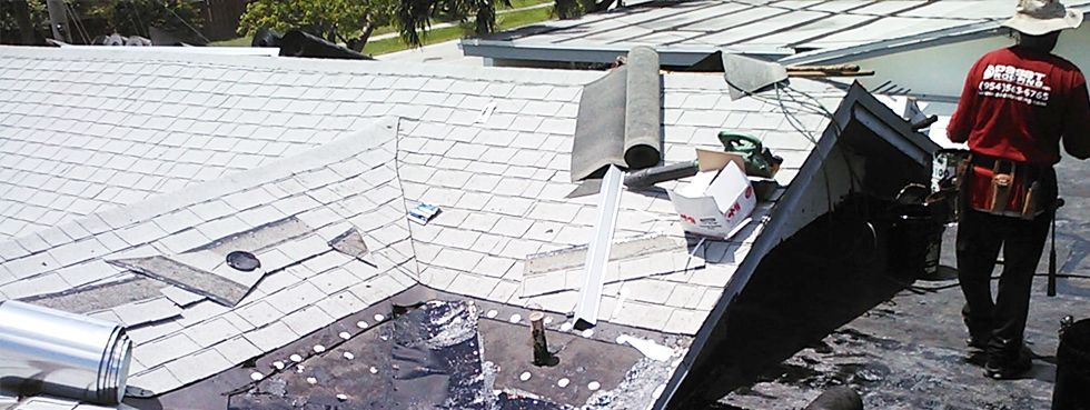 Man repairing the roof