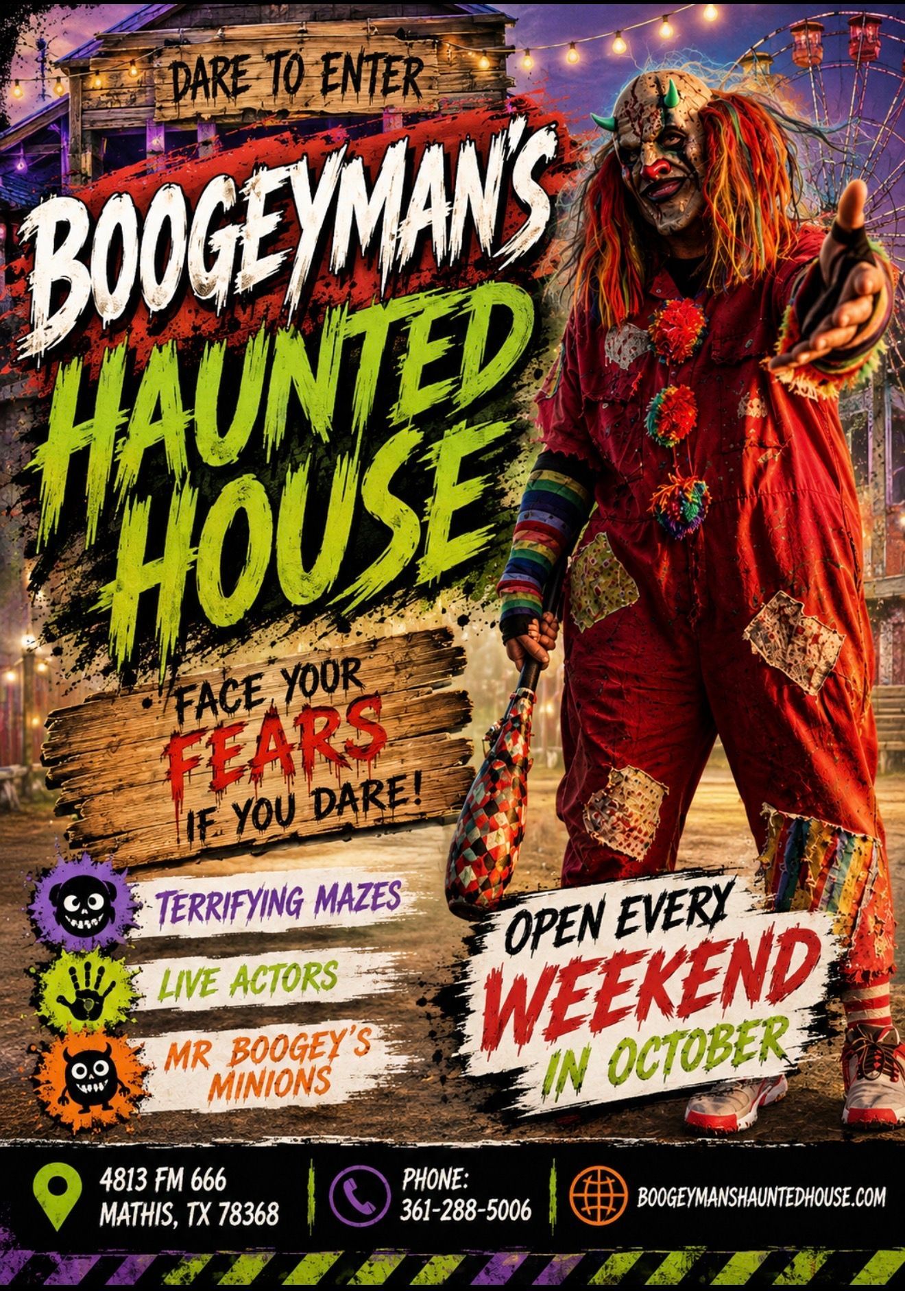A poster for Boogeyman Haunted House