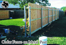 Cedar fence on metal post