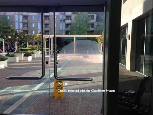 Glass doors open onto a courtyard, with a 