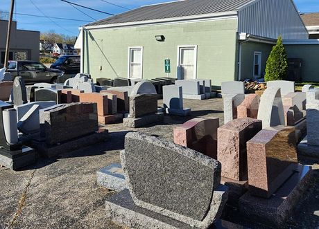 A building with a lot of gravestones in front of it