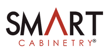 SMART Cabinetry logo in black and red text with stylized red roof peak over the A