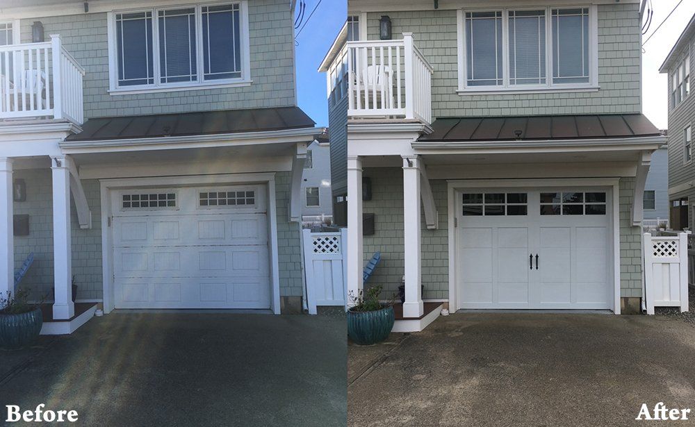 Garage door before and after