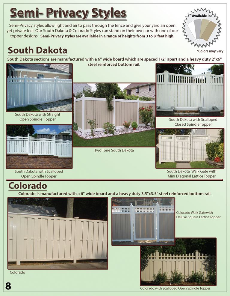Vinyl Brochure Page - semi privacy styles
