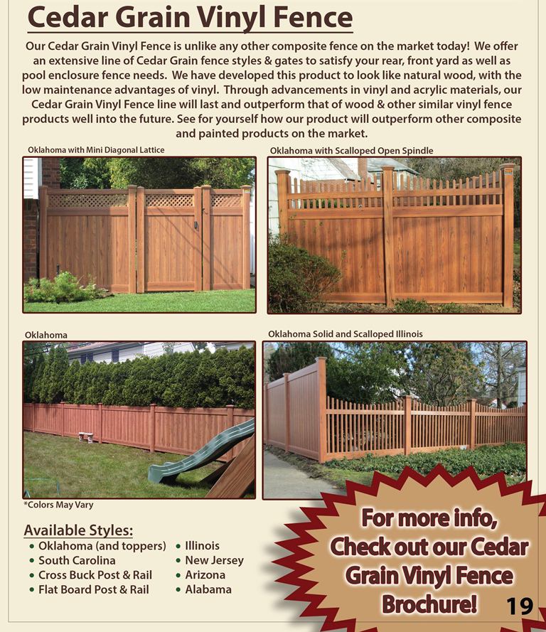 Vinyl Brochure Page - Cedar grain vinyl fence