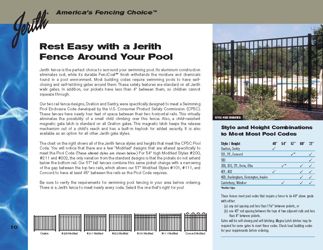 Jerith Residential Brochure - fence around the pool