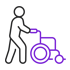 Person pushing a wheelchair icon with purple outline