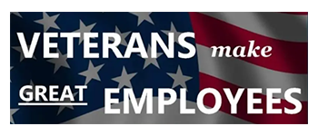 A sign that says veterans make great employees