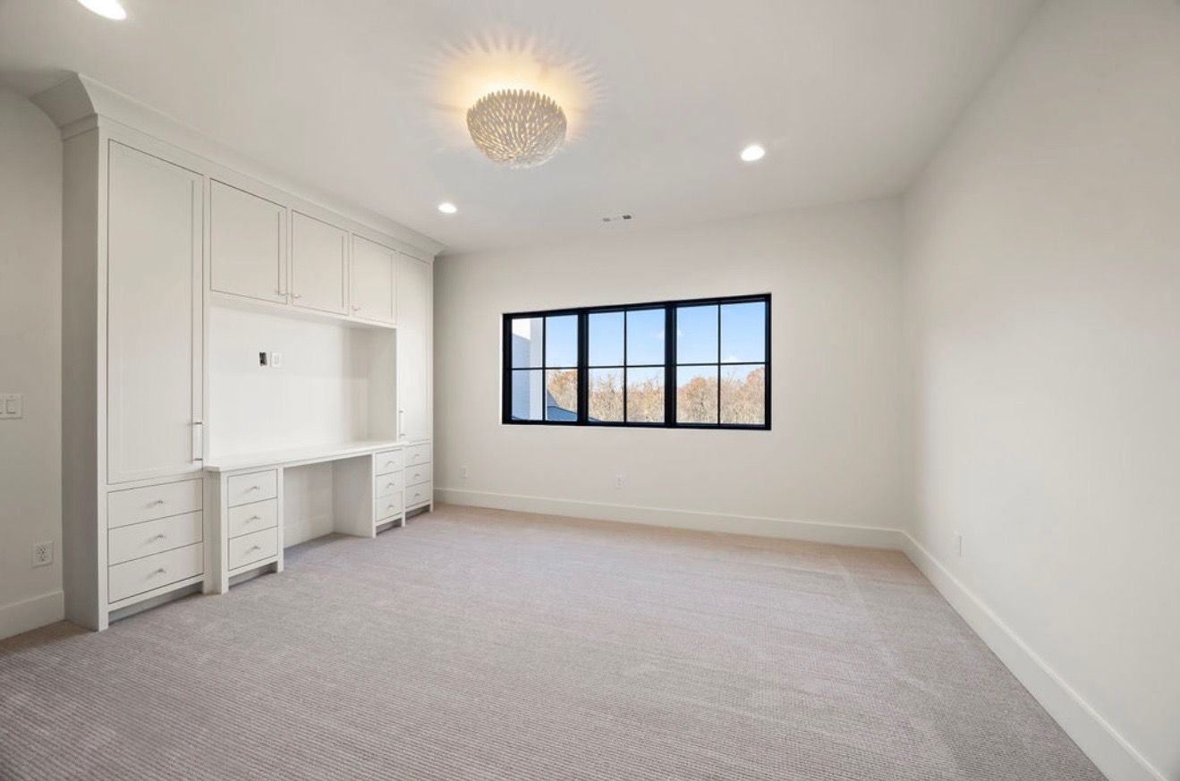 There is a large window in the middle of the room.