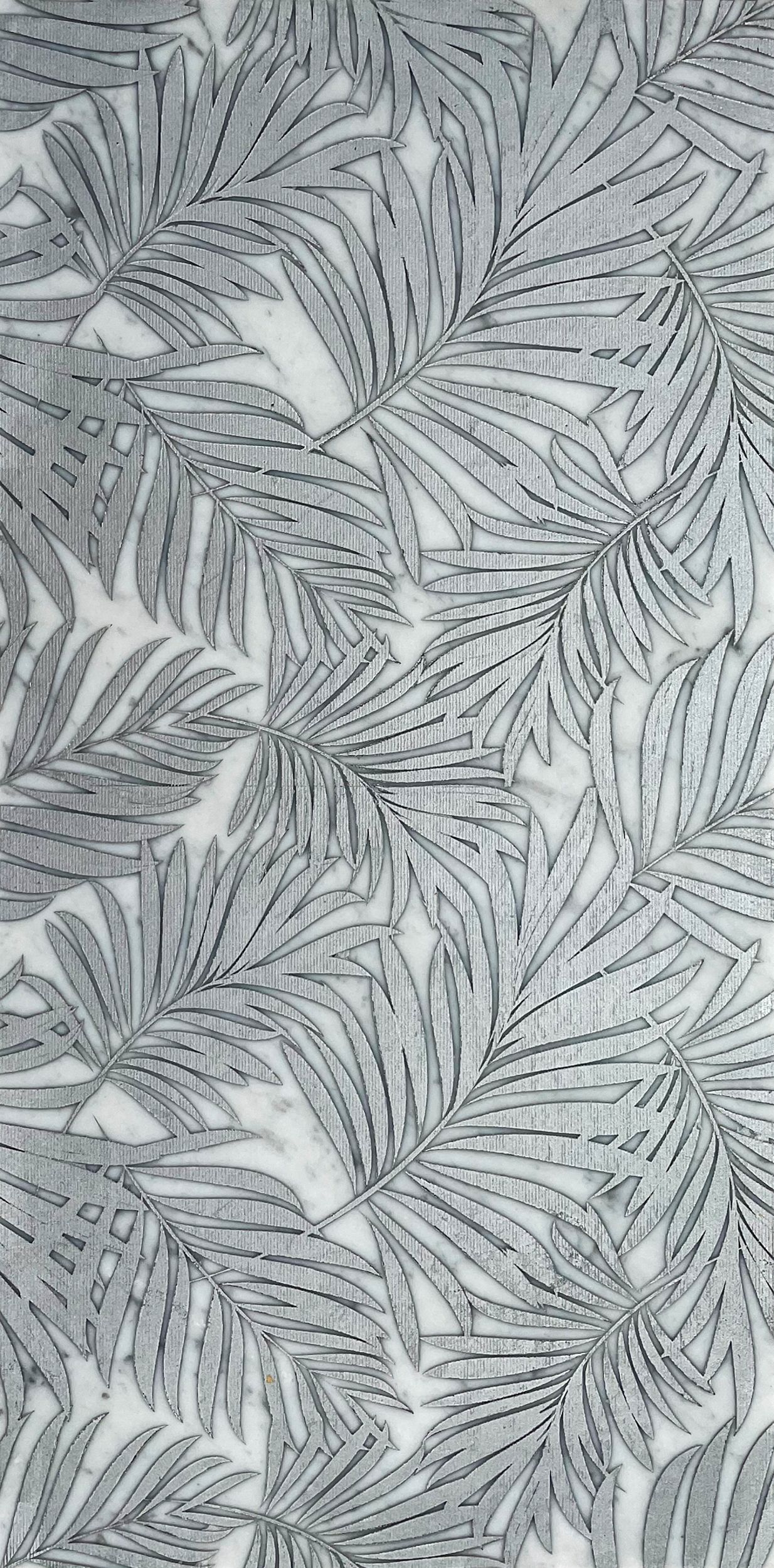 Gray and white fern leaf pattern.