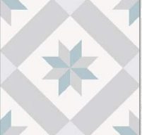 Square tile with a central star pattern in light blue, gray, and white.