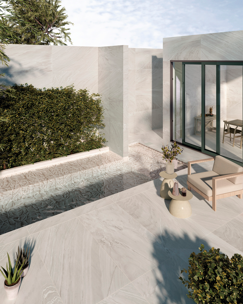 KEO Series Pool Tile from QDI Surfaces, featuring a sophisticated blend of neutral tones with subtle texture, perfect for enhancing the beauty and durability of pool and spa areas