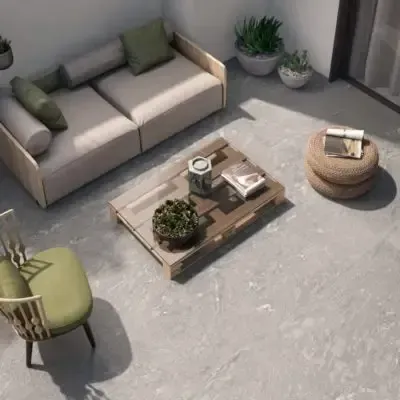 ZEN STONE SILVER tile by Roca USA featuring a sleek stone-look design in cool silver-gray tones
