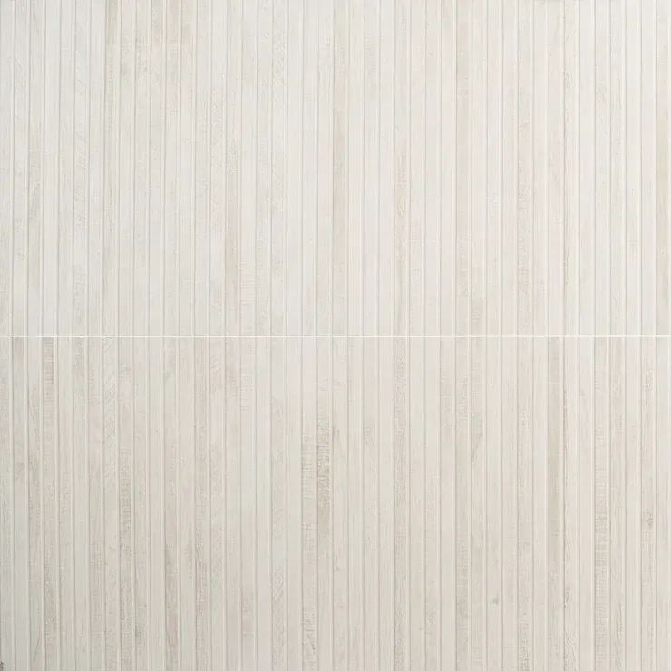 Elan Ribbon White 24x48 porcelain tile featuring a sleek, modern design with a smooth white finish, ideal for contemporary floors and walls.