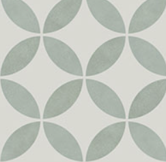 Light green overlapping petal pattern on white background.