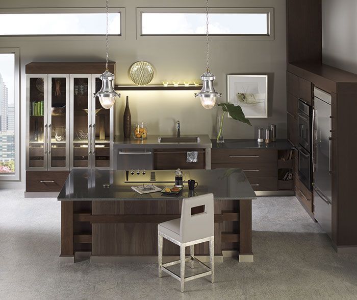 Casual Cherry Kitchen Cabinets in Sage Finish - Stylish and Contemporary Kitchen Storage