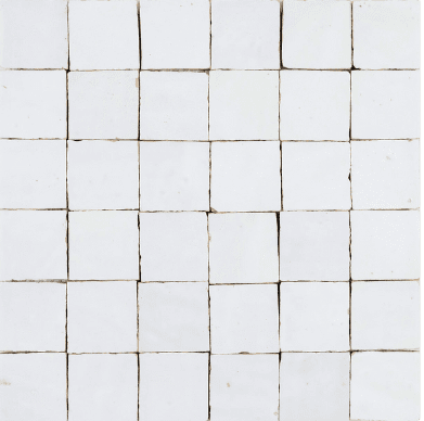White square tiles arranged in a grid pattern, with dark grout lines.