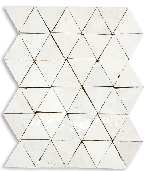 White triangular tiles arranged in a zigzag pattern.