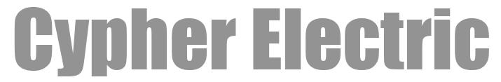 Cypher Electric logo in gray text on a white background