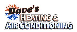 Dave&rsquo;s Heating & Air Conditioning logo in orange, blue, and black text with sun and snowflake icons