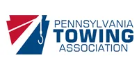 Pennsylvania Towing Association logo with blue, red and white design and text.