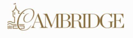 The logo for cambridge is on a white background.