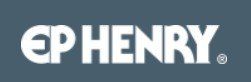 The logo for ep henry is white on a blue background.