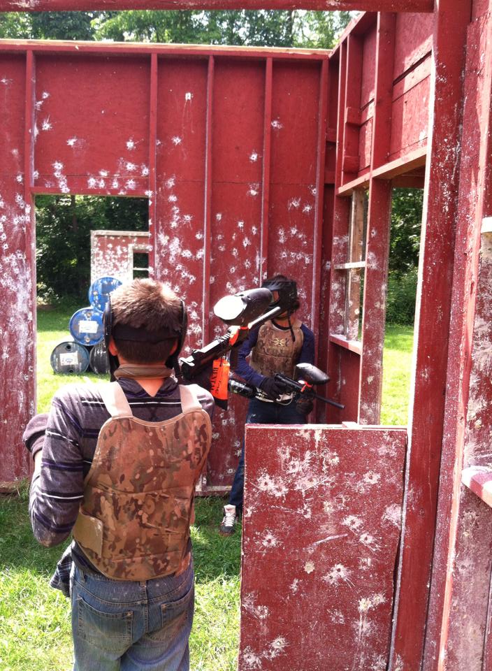 Kids playing paintball