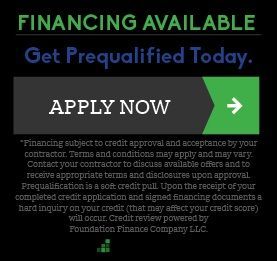 Ad for financing. Green and black with the text