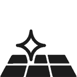 A black and white icon of a diamond on a tile floor.