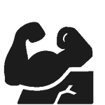A silhouette of a person flexing their muscles on a white background.