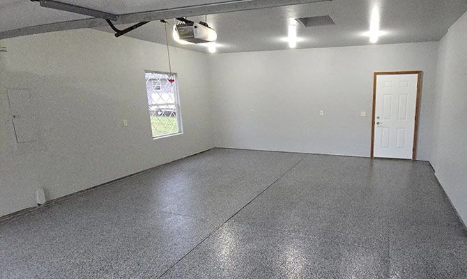 a nice garage with a shiny floor