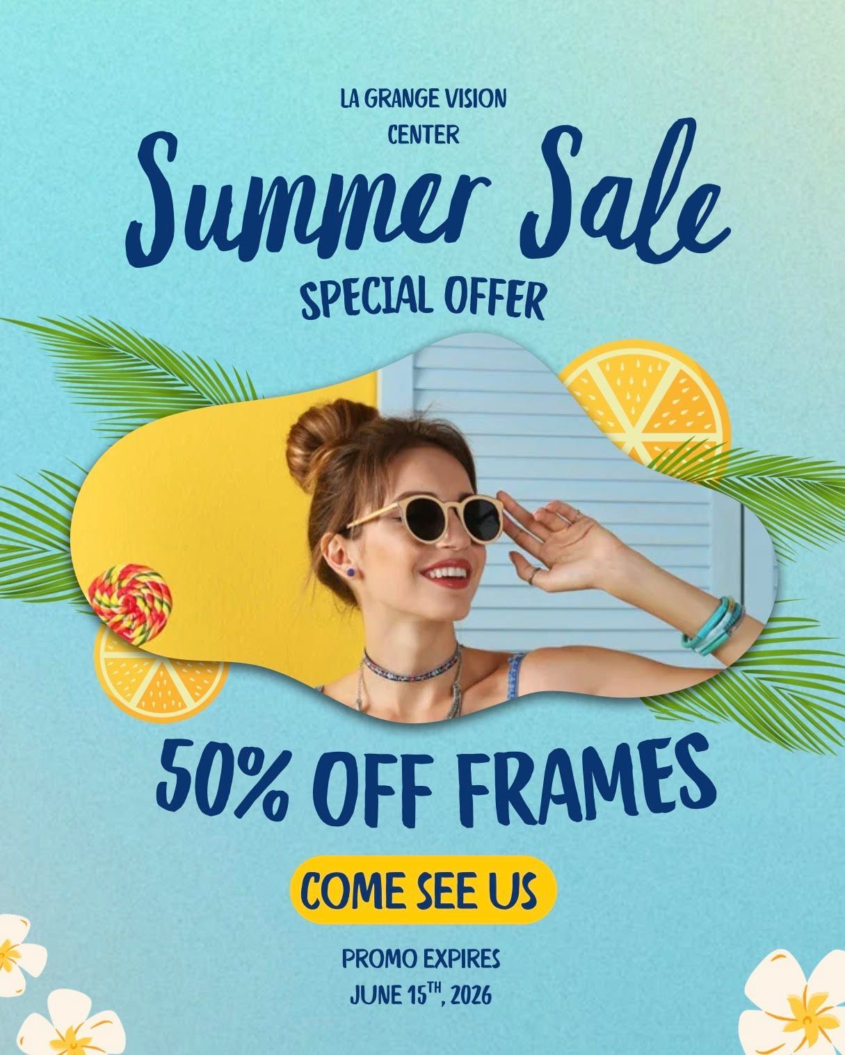 Giddings Eye Care spring 2024 ad offering 25% off glasses and contact exams, $299 contacts, and free retinal imaging.