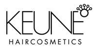 The keune hair cosmetics logo is black and white and has a crown on it.