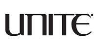 A black and white logo for unite on a white background.